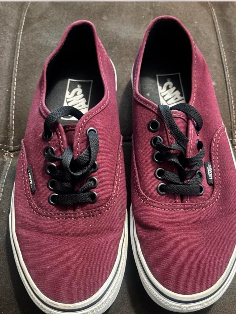 Vans Men's Authentic Canvas Sneakers - Maroon with Black Laces